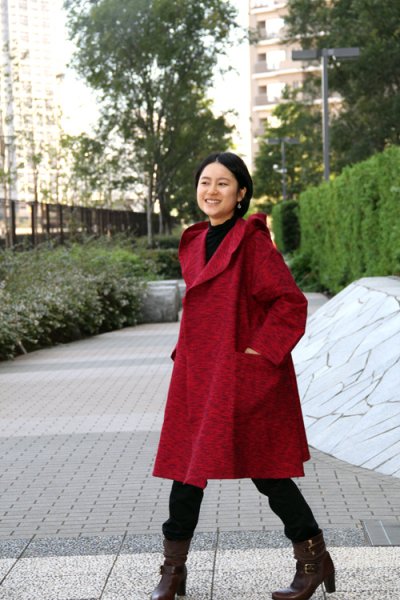 画像5: 四重奏フード付きコート赤 (5)