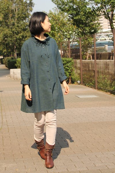 画像5: リボン付きジャケット白樺藍グリーン (5)