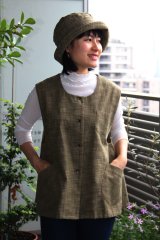 藍木野　あきの　久留米絣　ベスト　ブラウン　希少品✨ 藍木野 あきの 久留米絣 ベスト ブラウン 希少品✨ - メルカリ