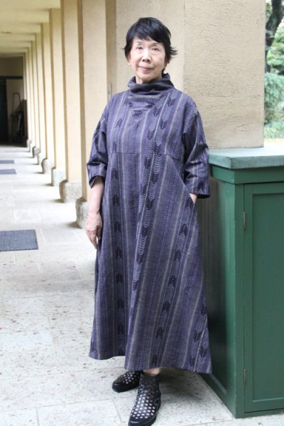 画像3: 立ち衿ワンピース高級矢羽 (3)