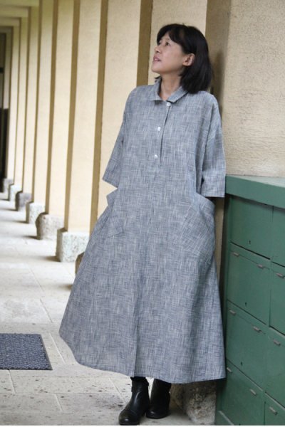 画像4: ビッグワンピース（千鳥格子藍） (4)