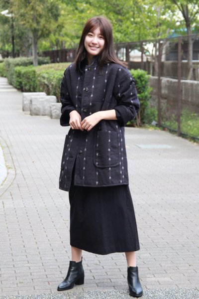 画像2: 中綿入りリバーシブルコートハート矢羽根 (2)