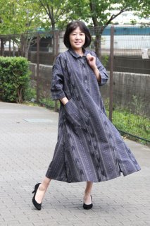 久留米絣工房藍木野　襟付き七分袖チュニック 楽天市場】【久留米絣チュニック】ミセス40代50代60代70