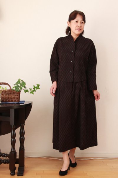 画像3: ペプラムワンピース（茶矢羽根） (3)