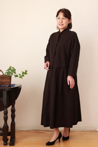 画像4: ペプラムワンピース（茶矢羽根） (4)