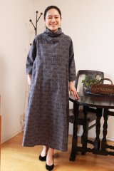 立ち衿ワンピース - 久留米絣工房藍木野