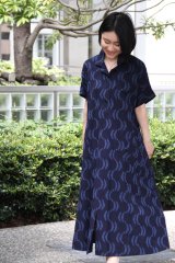 美品★久留米絣工房 藍木野(あきの)ビッグワンピース ロング丈 日本製 ゆったり 全商品 - 久留米絣工房藍木野