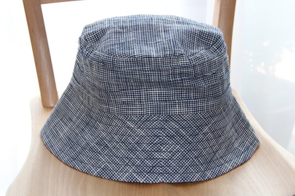 画像4: ビッグブラウス 七分袖（本藍千鳥格子） (4)