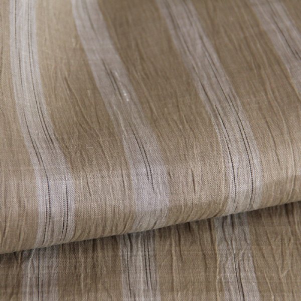 画像2: ビッグブラウス前あき・カーキ縞（心衣） (2)