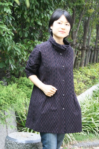 画像1: ロールタックジャケット矢羽根茶 (1)