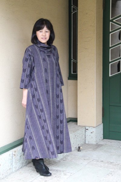 画像2: 立ち衿ワンピース高級矢羽 (2)