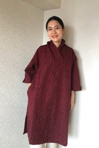 画像2: 着物襟ブラウス赤矢羽根 (2)