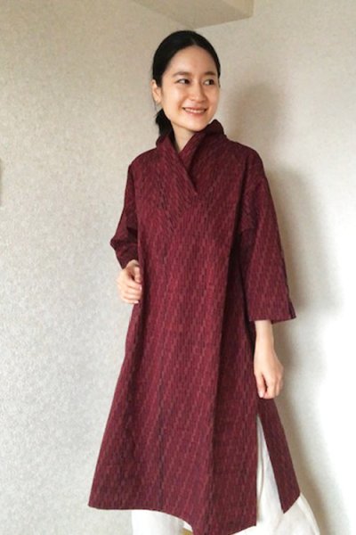 画像3: 着物襟ブラウス赤矢羽根 (3)