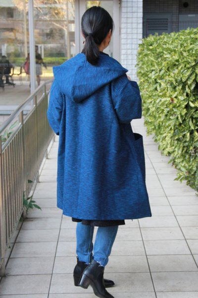 画像2: 四重奏フード付きコート・青 (2)