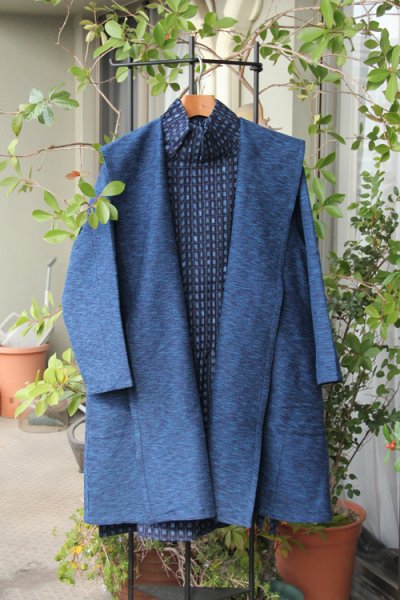 画像3: 四重奏フード付きコート・青 (3)