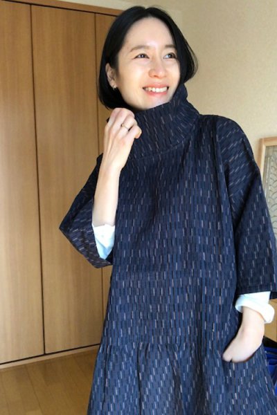 画像3: ピンタックブラウス斜め矢羽根緑 (3)