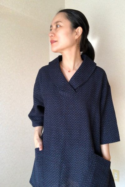 画像2: クロスカラーブラウス大島調 (2)