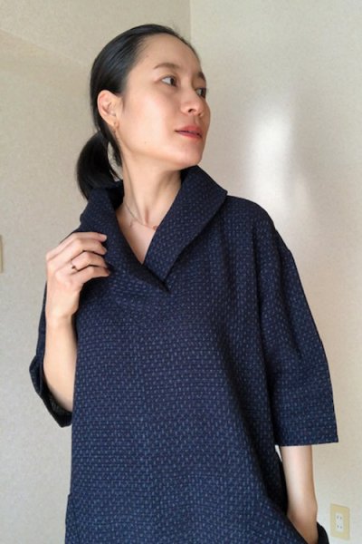 画像4: クロスカラーブラウス大島調 (4)