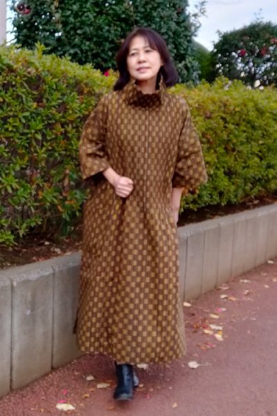 画像2: ピンタックワンピース(黄色市松緑ラインり) (2)