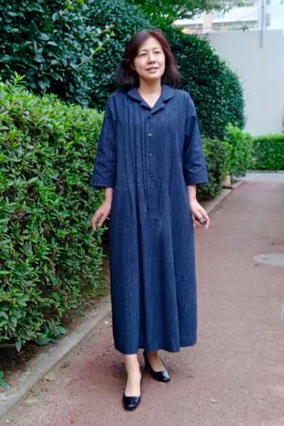 画像4: ショールカラーワンピース（雨降り藍） (4)