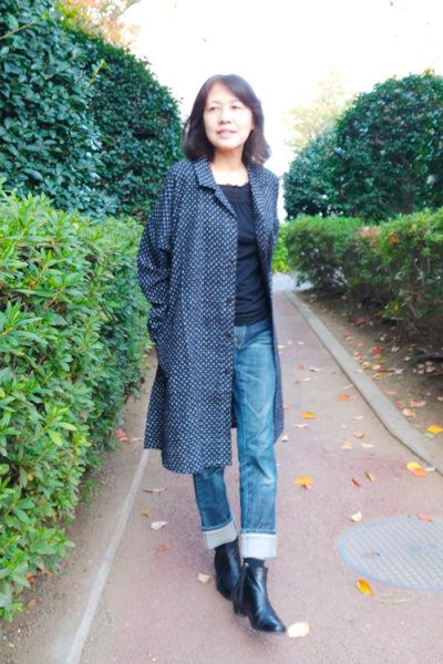 画像2: ビッグブラウス　前開き(白樺文人黒） (2)