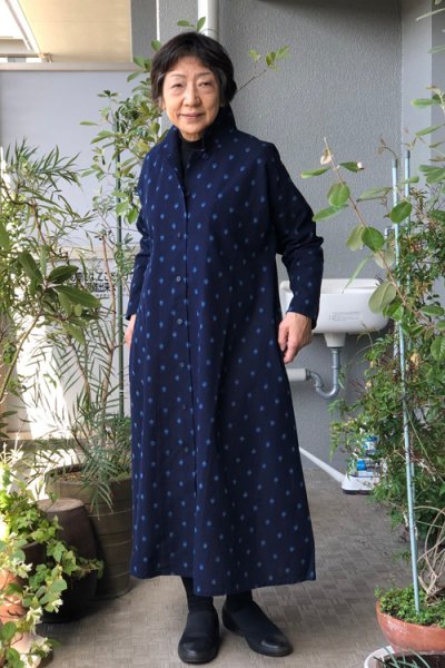 画像1: 手織り・ビッグワンピース前あき・新蛍 (1)