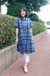画像1: ビッグブラウスフレンチ袖（注染格子） (1)