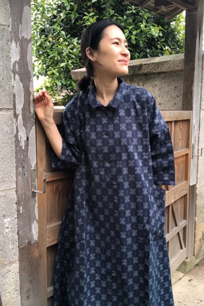 画像4: ビッグワンピース　七分袖（花十字緑） (4)