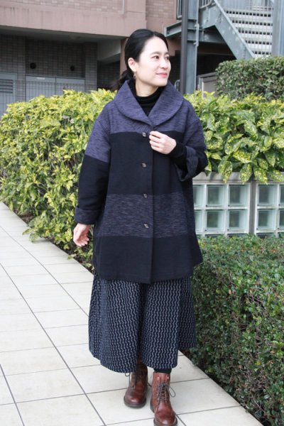 画像2: 四重奏丸衿ジャケット（段グレー） (2)