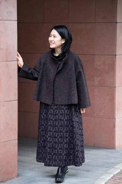 画像5: 立ち襟ワンピース　糸車茶 (5)