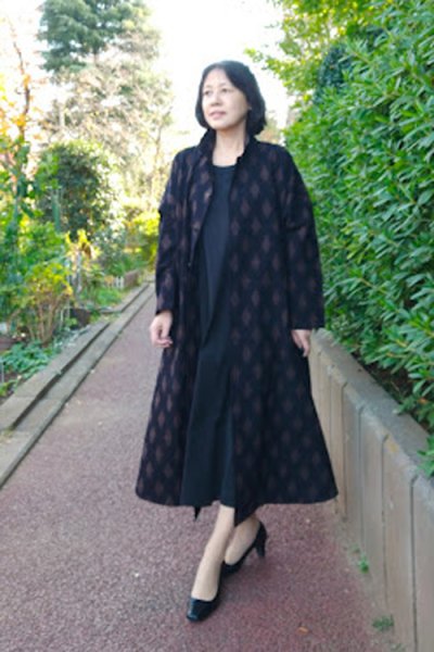 画像2: ビッグワンピース前開き（ダイヤ柄) (2)