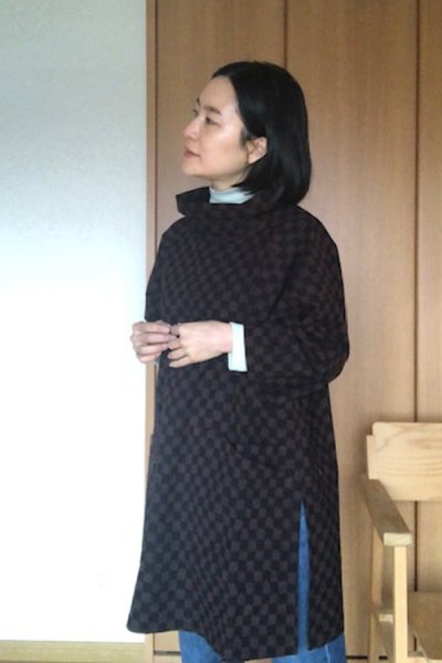 画像2: ツーポケットブラウス（市松黒茶） (2)