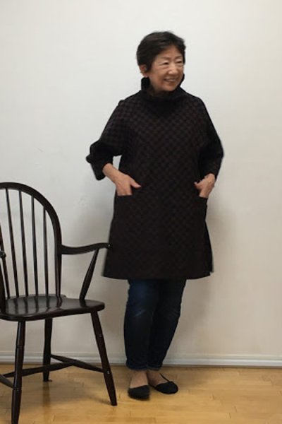 画像5: ツーポケットブラウス（市松黒茶） (5)