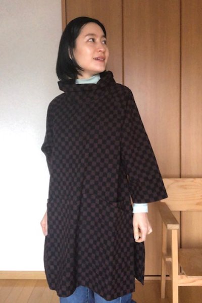画像3: ツーポケットブラウス（市松黒茶） (3)