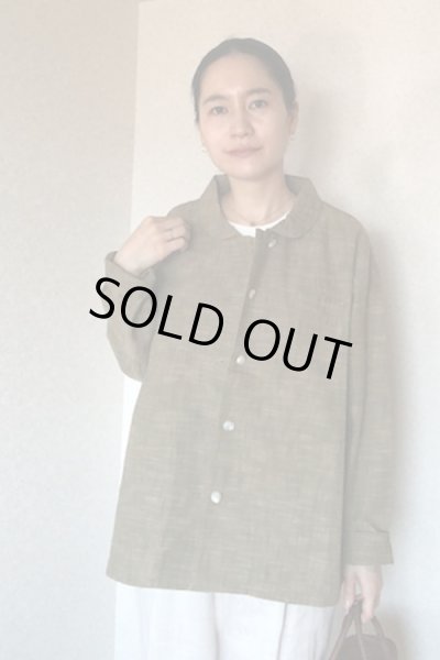 画像2: ショールカラージャケット(白樺うぐいす) (2)