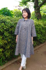 新品 定価107800円 久留米絣工房 藍木野 ピンタックブラウス ゆったり ピンタックブラウス（ハート矢羽根） - 久留米絣工房藍木野
