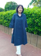 新品 定価107800円 久留米絣工房 藍木野 ピンタックブラウス ゆったり ビッグブラウス 七分袖 - 久留米絣工房藍木野