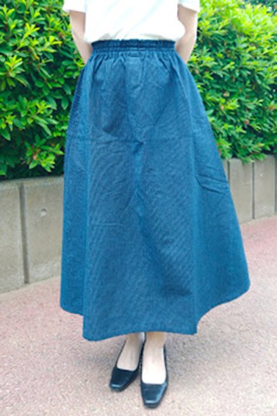 画像1: 腰切り替えスカート(吉田縞) (1)