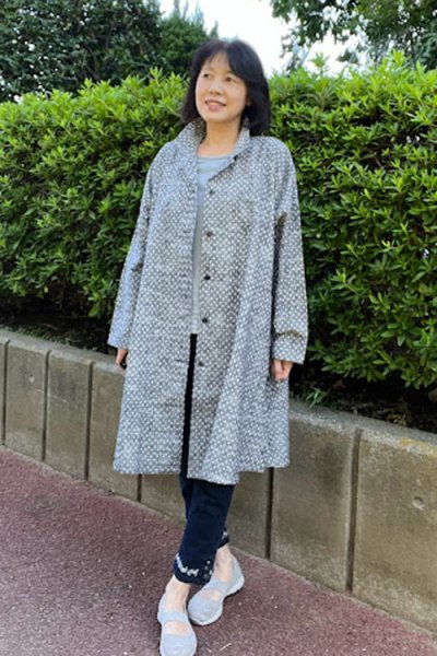 画像3: ビッグブラウス　前開き(白樺文人灰） (3)