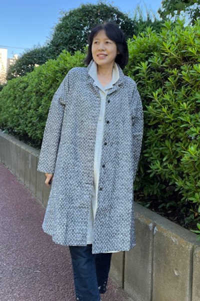 画像2: ビッグブラウス　前開き(白樺文人灰） (2)