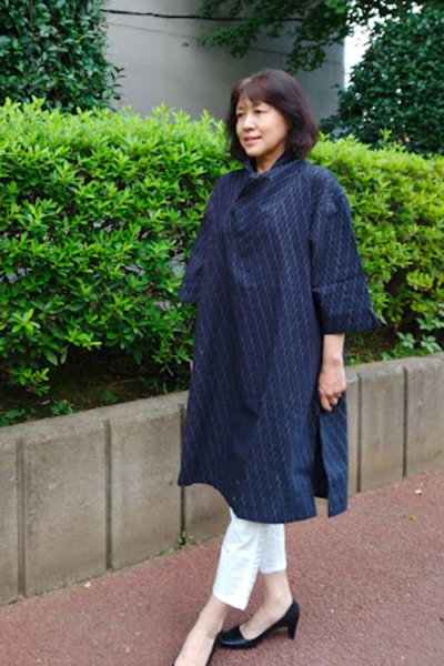 画像1: 着物衿ブラウス(ななめ矢羽根緑) (1)