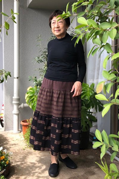 画像2: ティアードスカート(矢羽根茶) (2)