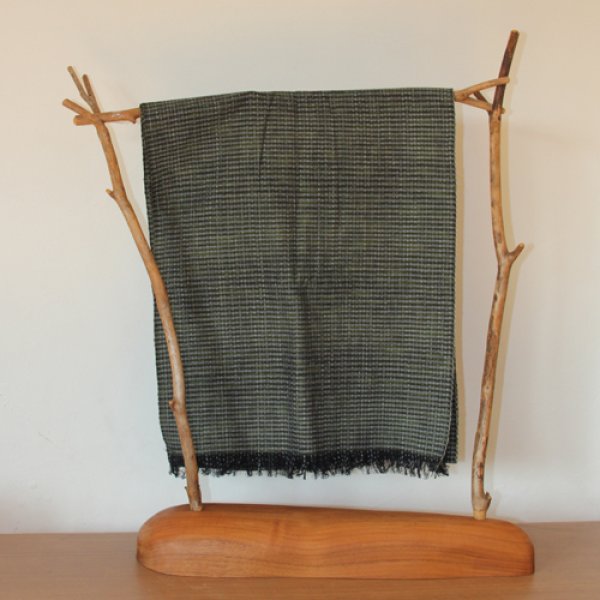 画像5: 西原文人絣ストールグリーン (5)