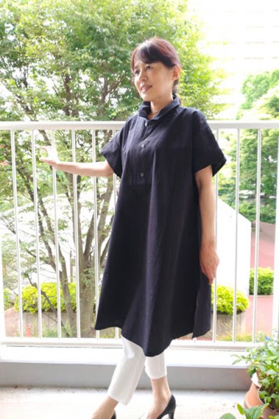 画像3: ビッグブラウスフ レンチ袖 (茶縞) (3)