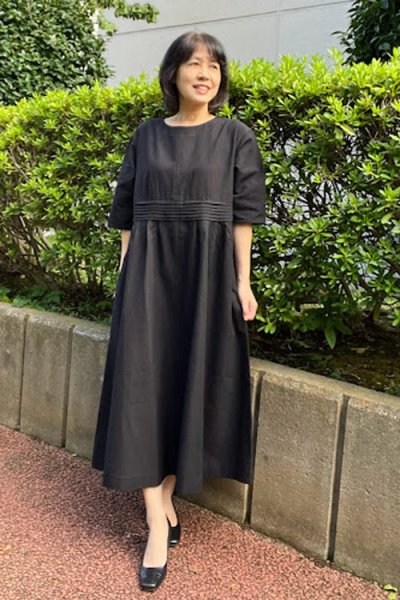 画像1: 横6本タックワンピースフォーマル (1)