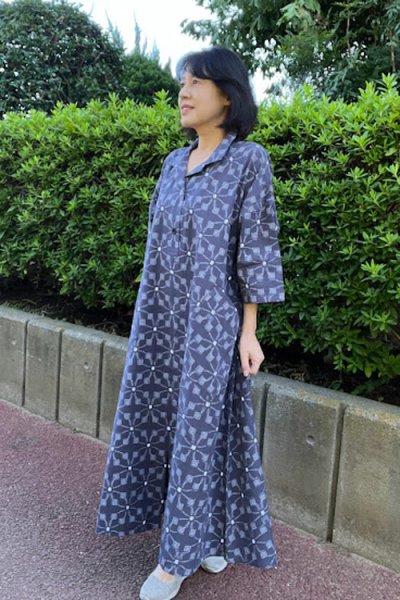 画像1: ビッグワンピース（麻の葉グレー） (1)