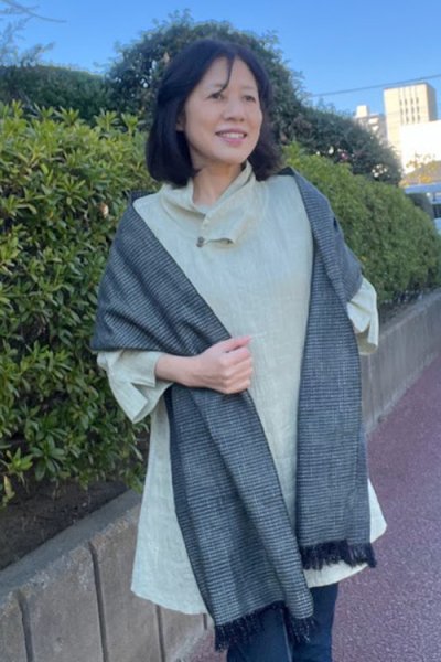 画像4: 一枚衿ブラウス・若草格子(心衣） (4)