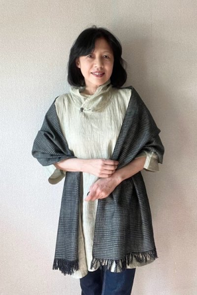 画像5: 一枚衿ブラウス・若草格子(心衣） (5)