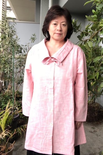 画像2: リボン付きジャケット(白樺桜色千鳥格子） (2)