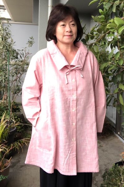 画像3: リボン付きジャケット(白樺桜色千鳥格子） (3)